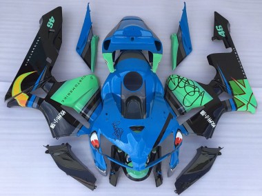 Custom 2005-2006 Honda CBR600RR Motorcycle Fairings - Blue Green Black Shark UK