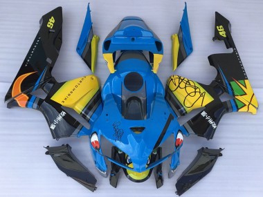Custom 2005-2006 Honda CBR600RR Motorcycle Fairings - Blue Yellow Black Shark UK