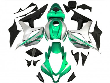 Custom 2007-2008 Honda CBR600RR Motorcycle Fairings - Silver Green Glossy Black OEM Style UK