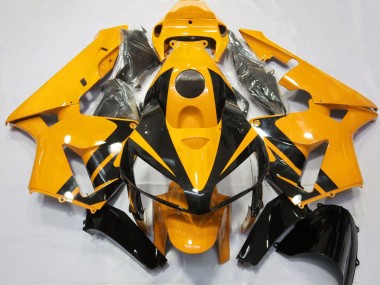Custom 2005-2006 Honda CBR600RR Motorcycle Fairings - Bright Orange Glossy Black Design UK