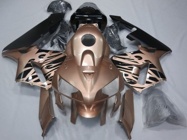 Custom 2005-2006 Honda CBR600RR Motorcycle Fairings - Glossy Black Bronze Flame UK