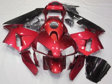 Custom 2003-2004 Honda CBR600RR Motorcycle Fairing Kits - Red Glossy Black UK