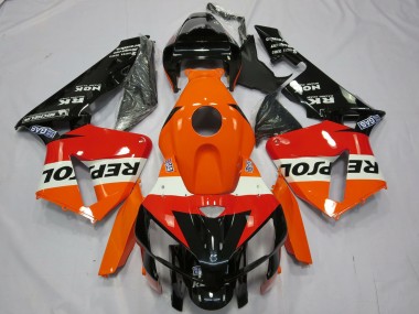 Custom 2005-2006 Honda CBR600RR Motorcycle Fairing - Orange White Red Glossy Black Repsol UK