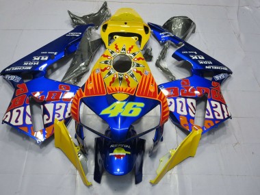 Custom 2005-2006 Honda CBR600RR Motorcycle Fairings - Yellow Blue Rossi 46 UK