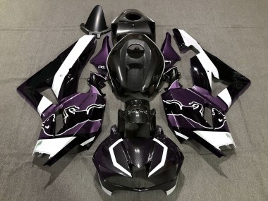 Custom 2013-2023 Honda CBR600RR Motorcycle Fairings - Black Carbon Fiber White Purple Bull UK