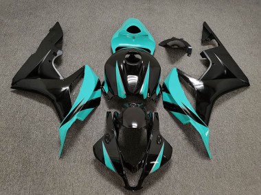 Custom 2007-2008 Honda CBR600RR Motorcycle Fairings - Cyan Blue Glossy Black UK