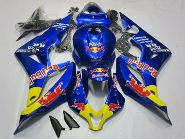 Custom 2007-2008 Honda CBR600RR Motorcycle Fairings - Blue Yellow Red Bull UK