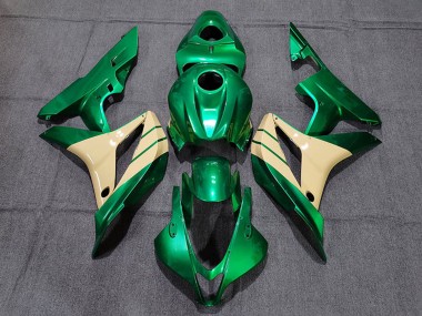 Custom 2007-2008 Honda CBR600RR Motorcycle Fairings - Emerald Green Tan UK