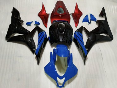 Custom 2007-2008 Honda CBR600RR Motorcycle Fairings - Red Blue Glossy Black UK