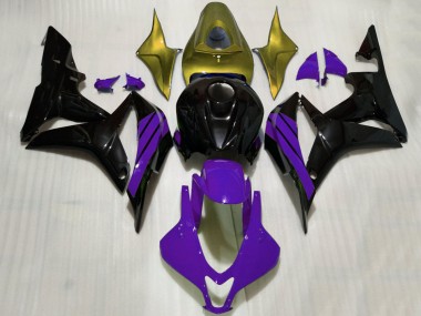 Custom 2007-2008 Honda CBR600RR Motorcycle Fairings - Gold Purple Glossy Black UK