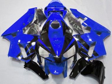 Custom 2005-2006 Honda CBR600RR Motorcycle Fairings - Blue Glossy Black Design UK