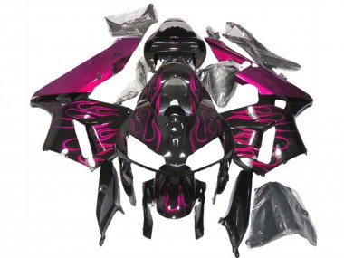 Custom 2005-2006 Honda CBR600RR Motorcycle Fairings - Glossy Black Pink Flame UK