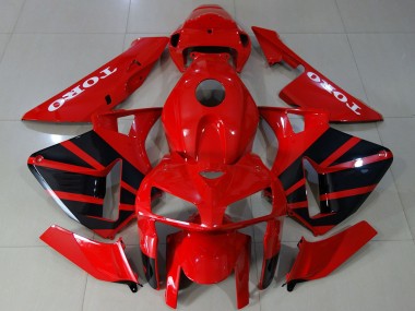 Custom 2005-2006 Honda CBR600RR Motorcycle Fairings - Glossy Red Black UK