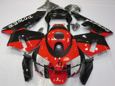 Custom 2003-2004 Honda CBR600RR Motorcycle Fairings - Red Glossy Black Power UK