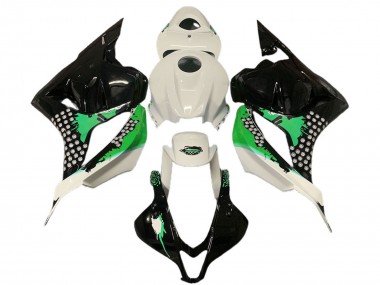 Custom 2009-2012 Honda CBR600RR Motorcycle Fairings - White Green Glossy Black Splatter UK