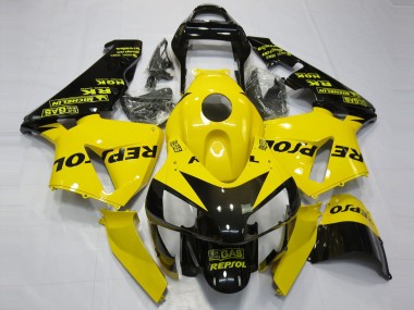 Custom 2003-2004 Honda CBR600RR Motorcycle Fairings - Yellow Glossy Black Repsol UK