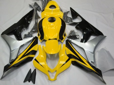 Custom 2007-2008 Honda CBR600RR Motorcycle Fairings - Silver Yellow Glossy Black UK
