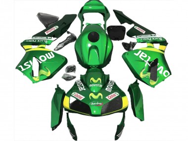 Custom 2003-2004 Honda CBR600RR Motorcycle Fairings - Green Yellow MoviStar UK