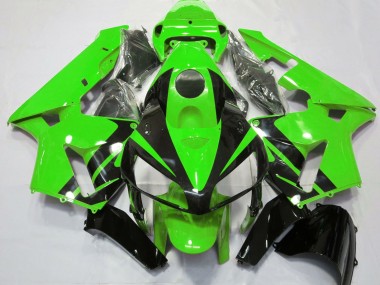 Custom 2005-2006 Honda CBR600RR Motorcycle Fairings - Green Glossy Black Design UK