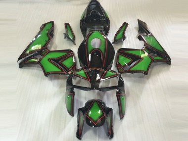 Custom 2005-2006 Honda CBR600RR Motorcycle Fairings - Green Black Red Outline UK