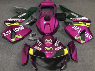 Custom 2003-2004 Honda CBR600RR Motorcycle Fairings - Hot Pink Yellow Green MoviStar UK