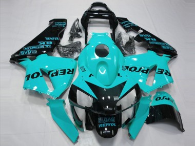 Custom 2003-2004 Honda CBR600RR Motorcycle Fairings - Light Blue Glossy Black Repsol UK