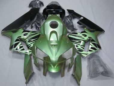 Custom 2005-2006 Honda CBR600RR Motorcycle Fairings - Light Green Black Flame UK