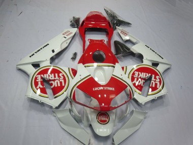 Custom 2003-2004 Honda CBR600RR Motorcycle Fairings - White Red Lucky Strike UK