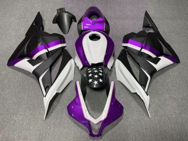 Custom 2009-2012 Honda CBR600RR Motorcycle Fairings - White Purple Matte Black Star UK