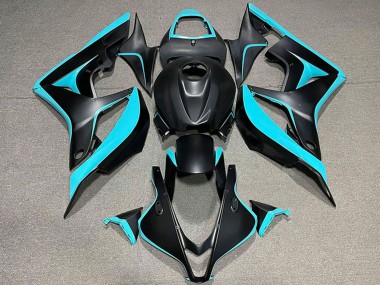 Custom 2007-2008 Honda CBR600RR Motorcycle Fairing - Cyan Blue Matte Black UK