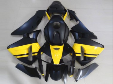Custom 2005-2006 Honda CBR600RR Motorcycle Fairings - Matte Black Glossy Yellow UK