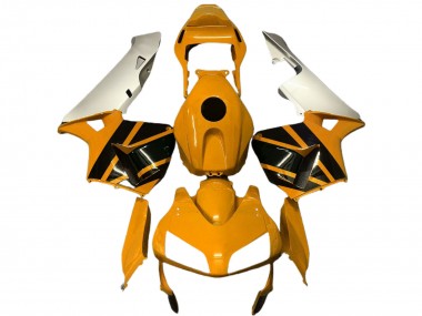 Custom 2003-2004 Honda CBR600RR Motorcycle Fairings - Silver Mustard Yellow Glossy Black UK