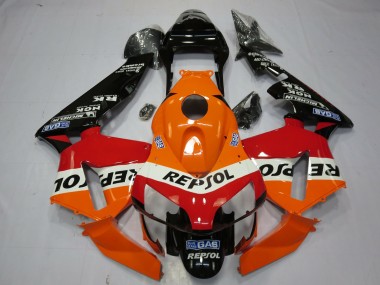 Custom 2003-2004 Honda CBR600RR Motorcycle Fairings - Orange White Red Glossy Black OEM Style Repsol UK