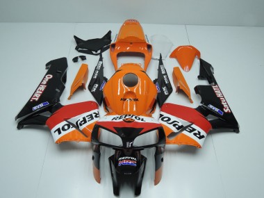 Custom 2005-2006 Honda CBR600RR Motorcycle Fairings - Orange Red White Black One Heart Repsol UK