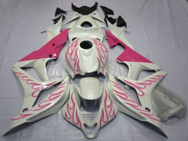 Custom 2007-2008 Honda CBR600RR Motorcycle Fairings - White Pink Flame UK