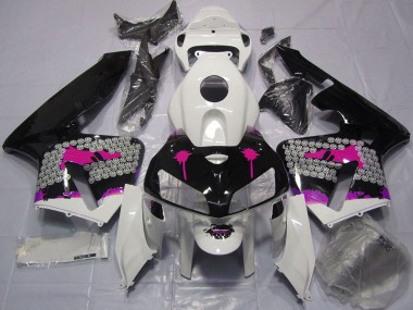 Custom 2005-2006 Honda CBR600RR Motorcycle Fairings - Pink Splatter on Glossy Black UK