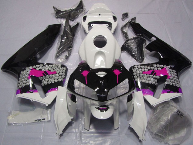 2005-2006 Honda CBR600RR Motorcycle Fairings - Pink Splatter on Glossy Black UK