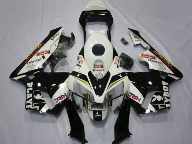 2003-2004 Honda CBR600RR Motorcycle Fairings - White Yellow Glossy Black HRC Playboy UK