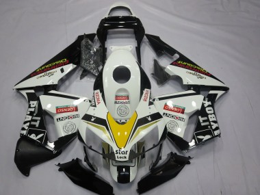 Custom 2003-2004 Honda CBR600RR Motorcycle Fairings - White Yellow Glossy Black Playboy Style UK