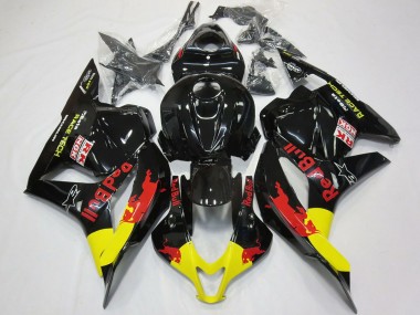 Custom 2009-2012 Honda CBR600RR Motorcycle Fairings - Glossy Black Yellow Red Bull UK