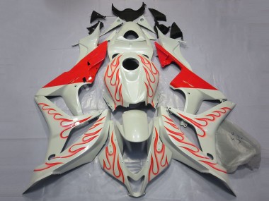 Custom 2007-2008 Honda CBR600RR Motorcycle Fairings - White Red Flame UK