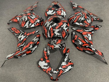Custom 2009-2012 Honda CBR600RR Motorcycle Fairings - Red Grey Camouflage UK