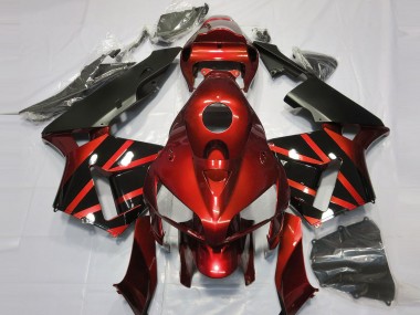 Custom 2005-2006 Honda CBR600RR Motorcycle Fairings - Red Glossy Black Design UK