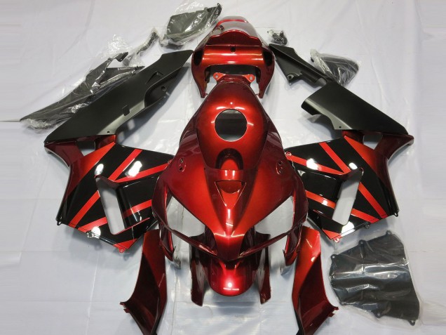 2005-2006 Honda CBR600RR Motorcycle Fairings - Red Glossy Black Design UK
