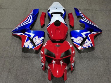 Custom 2005-2006 Honda CBR600RR Motorcycle Fairings - White Red Blue 69 UK