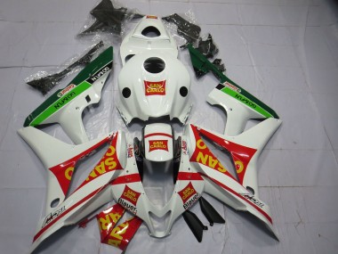 Custom 2007-2008 Honda CBR600RR Motorcycle Fairings - White Red Green Yellow San Carlo UK