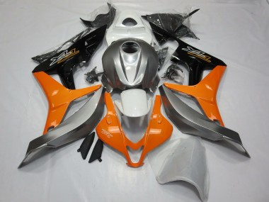 Custom 2007-2008 Honda CBR600RR Motorcycle Fairings - Silver Orange Glossy Black UK