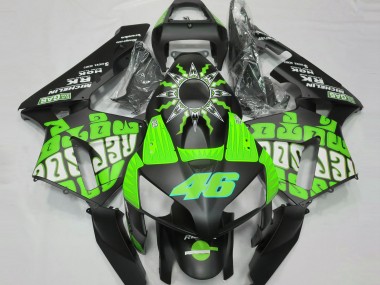 Custom 2003-2004 Honda CBR600RR Motorcycle Fairings - Green Glossy Black Rossi Repsol UK