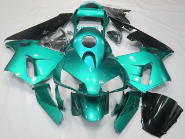 Custom 2003-2004 Honda CBR600RR Motorcycle Fairings - Teal Blue Glossy Black UK