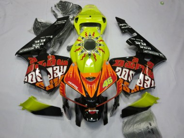 Custom 2005-2006 Honda CBR600RR Motorcycle Fairings - Vibrant Yellow Black Rossi UK